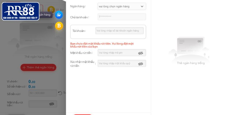 Liên kết ngân hàng để rút tiền RR88
